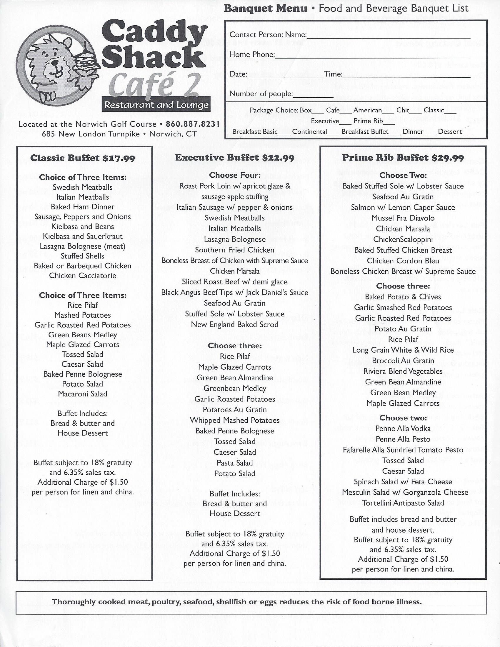 Outings Menu Norwich Golf Course Outings Menu Norwich Golf Course
